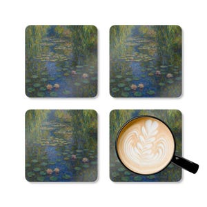 Artistic Cork Coaster Set with Lily Pad Design, Eco-Friendly Drink Coasters, Coffee Table Decor, Housewarming Gifts, Nature Inspired